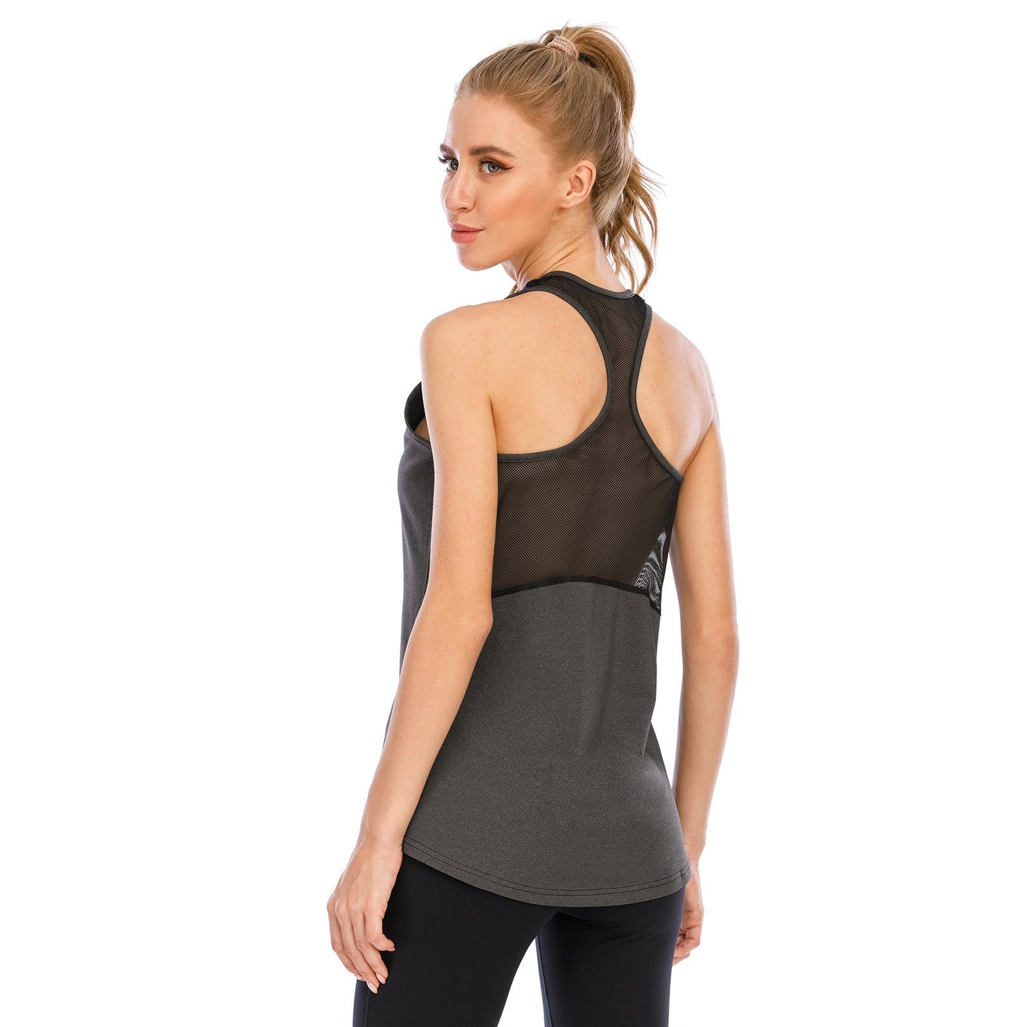 Gilet d'entraînement dos nu cousu en maille de yoga de sport - Ivory Deals Market