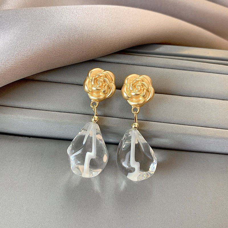 Goutte d'eau résine Niche rétro boucles d'oreilles femme - Ivory Deals Market