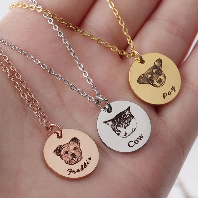 Graver personnalisé Pet Nom Photo Collier - Ivory Deals Market