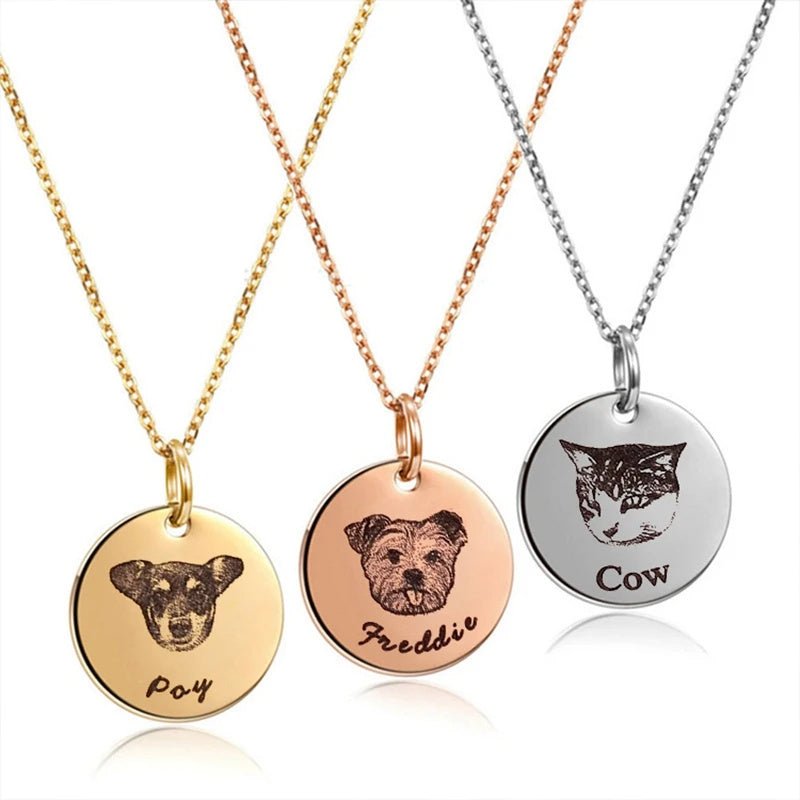 Graver personnalisé Pet Nom Photo Collier - Ivory Deals Market