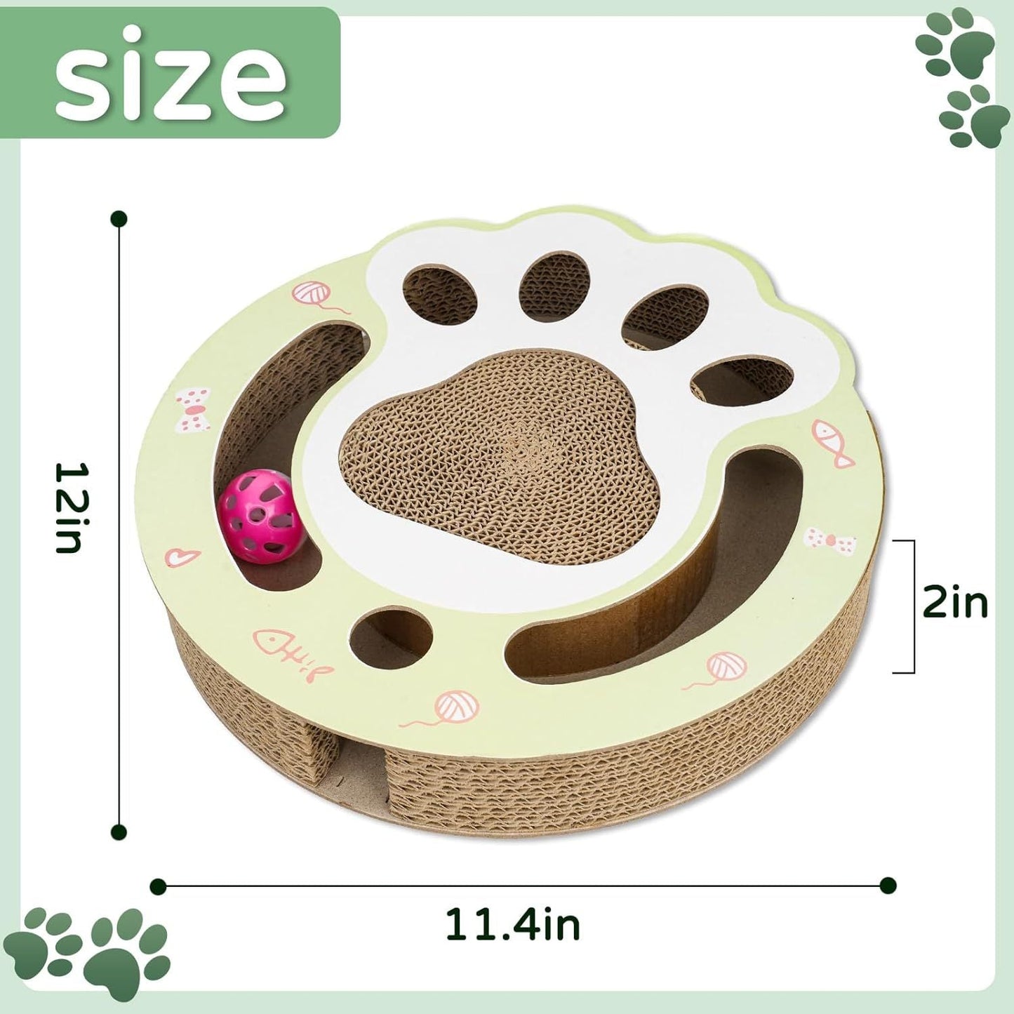 Griffe de chat Jouets en carton pour chats Scratcher, chat rond chat Scratcher Jouets pour chats d'intérieur Scratcher Jouet piste de balle Jouets pour chats Protecteur de griffes de meulage pour canapé Tapis Canapés - Ivory Deals Market