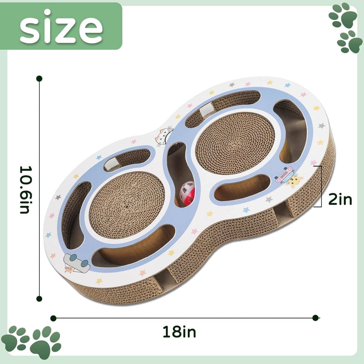 Griffe de chat Jouets en carton pour chats Scratcher, chat rond chat Scratcher Jouets pour chats d'intérieur Scratcher Jouet piste de balle Jouets pour chats Protecteur de griffes de meulage pour canapé Tapis Canapés - Ivory Deals Market