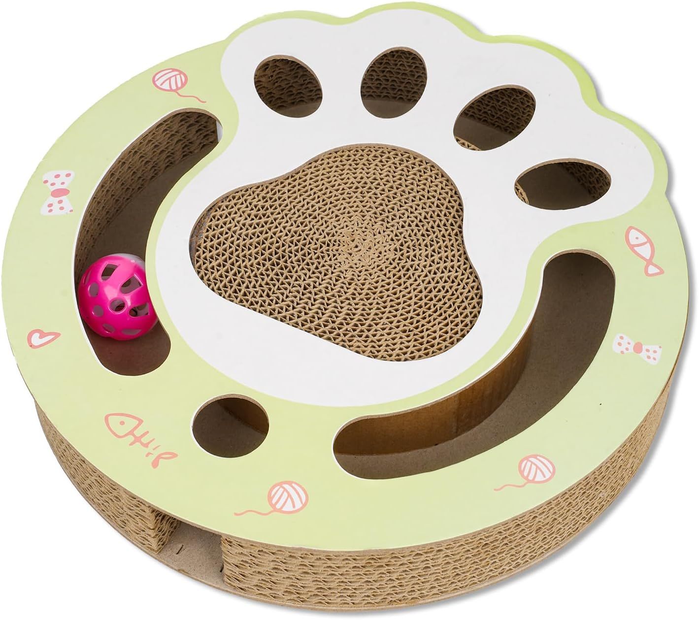 Griffe de chat Jouets en carton pour chats Scratcher, chat rond chat Scratcher Jouets pour chats d'intérieur Scratcher Jouet piste de balle Jouets pour chats Protecteur de griffes de meulage pour canapé Tapis Canapés - Ivory Deals Market