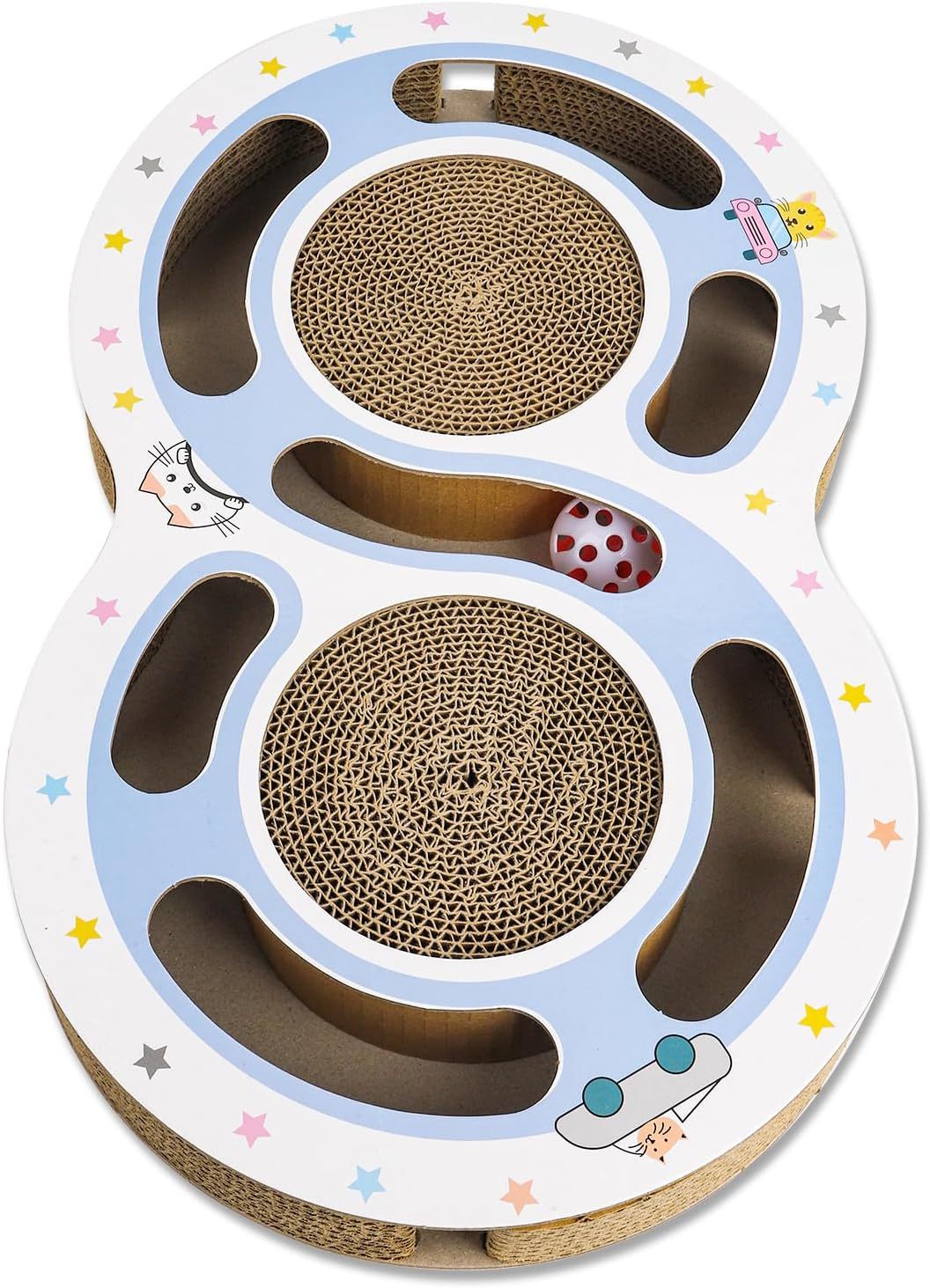 Griffe de chat Jouets en carton pour chats Scratcher, chat rond chat Scratcher Jouets pour chats d'intérieur Scratcher Jouet piste de balle Jouets pour chats Protecteur de griffes de meulage pour canapé Tapis Canapés - Ivory Deals Market