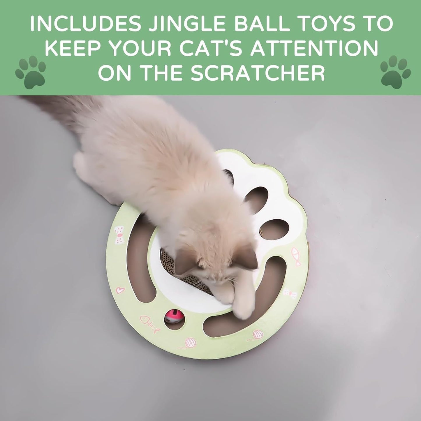 Griffe de chat Jouets en carton pour chats Scratcher, chat rond chat Scratcher Jouets pour chats d'intérieur Scratcher Jouet piste de balle Jouets pour chats Protecteur de griffes de meulage pour canapé Tapis Canapés - Ivory Deals Market