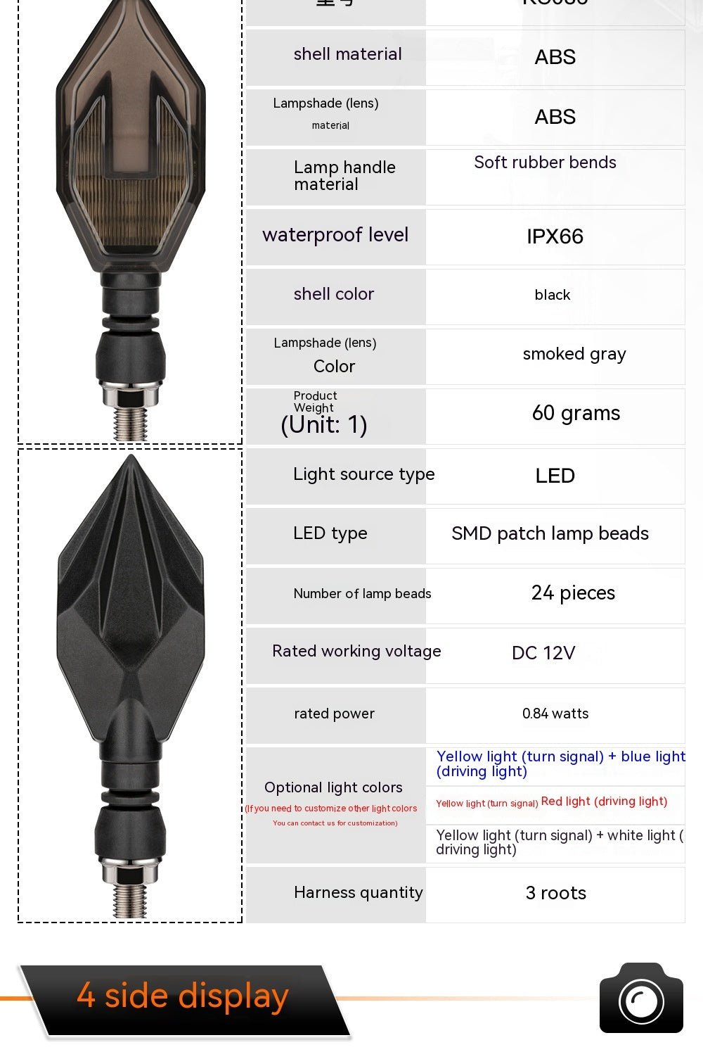 Guide de lumière en forme de flèche de moto Clignotant LED bicolore Feu de jour - Ivory Deals Market