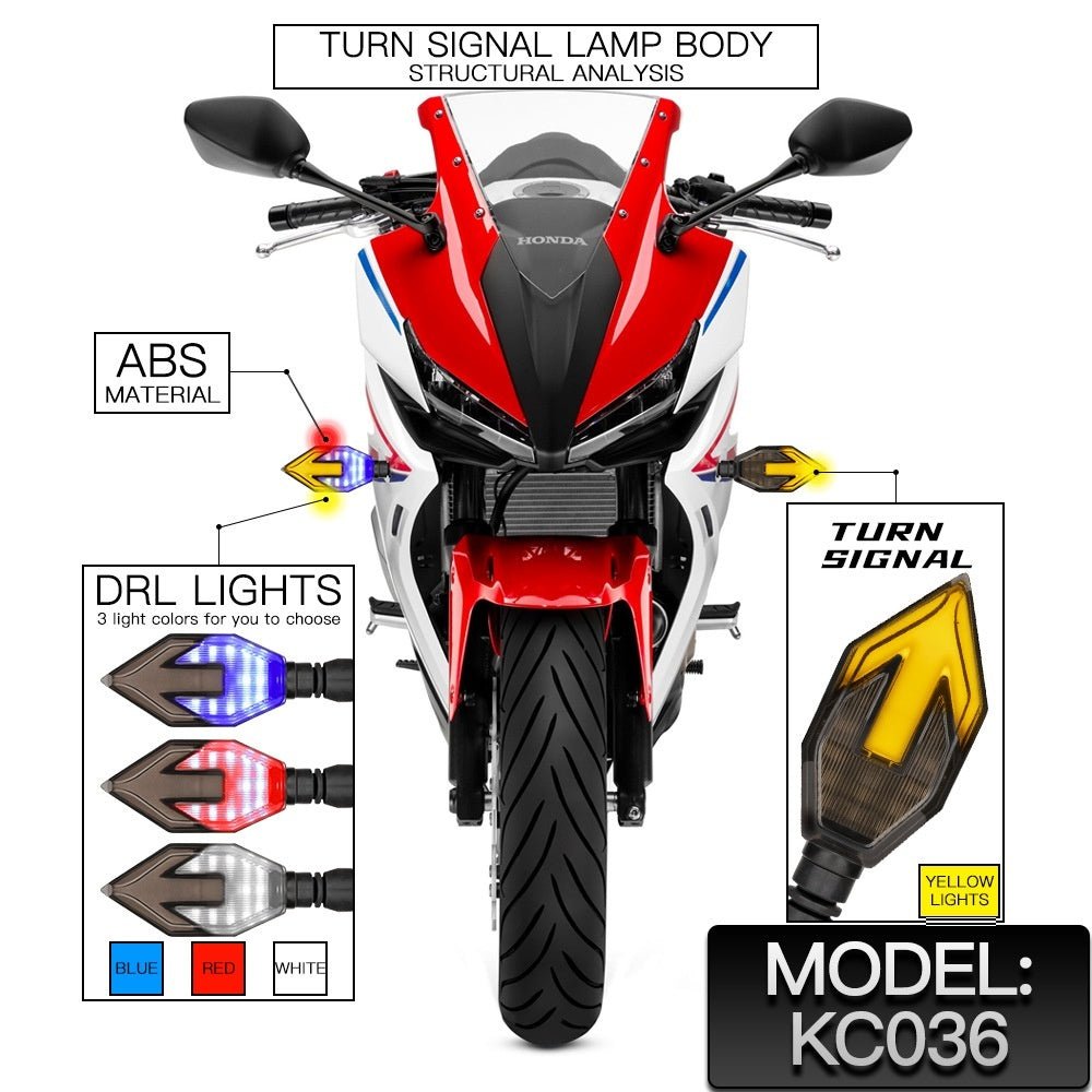 Guide de lumière en forme de flèche de moto Clignotant LED bicolore Feu de jour - Ivory Deals Market