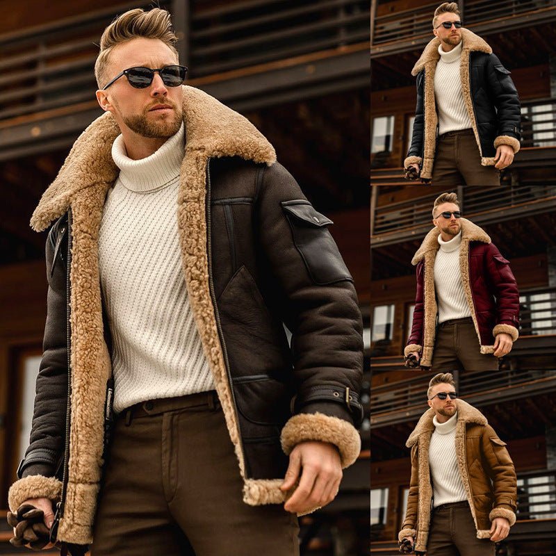 Hommes de Veste De Fourrure Un manteau D'hiver Épais Cheveux - Ivory Deals Market