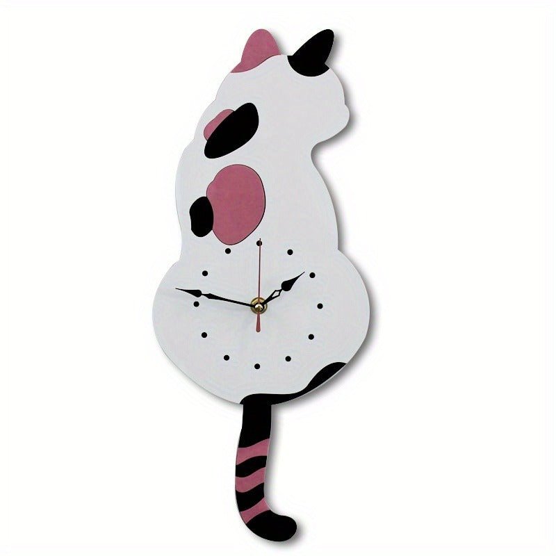 Horloge murale à pendule de chat noir fantaisiste avec décoration amusante et unique pour le salon et la chambre à coucher - Ivory Deals Market