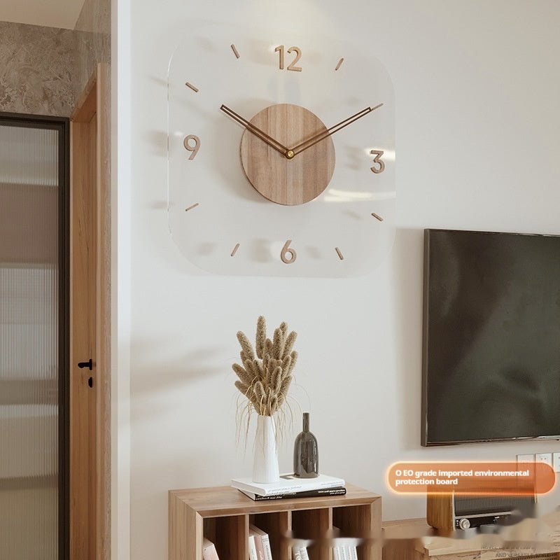 Horloge murale créative à cadre en bois transparent - Ivory Deals Market