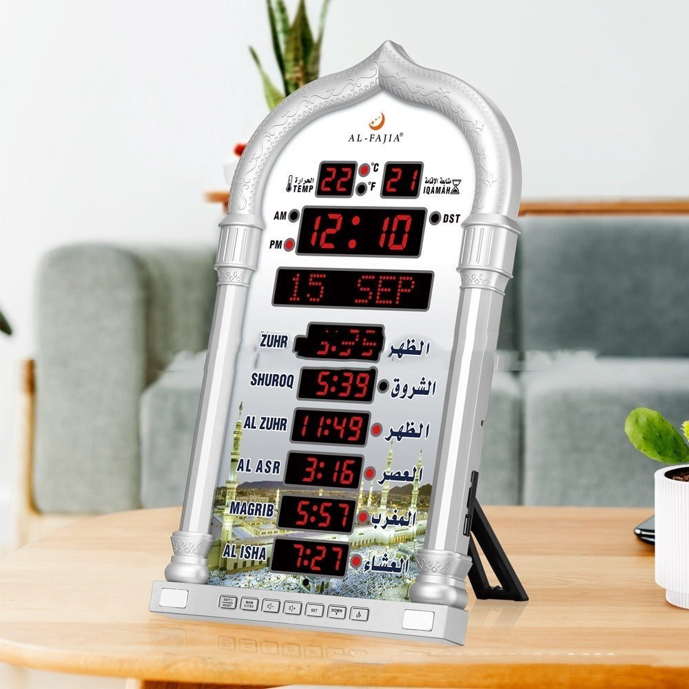 Horloge murale en or, argent et noir avec réveil et calendrier perpétuel - Ivory Deals Market