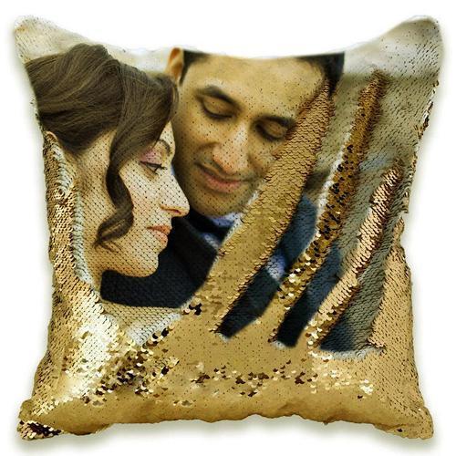 Housse de coussin personnalisée avec photo, taie d'oreiller à sequins lumineux, décoration de chambre, photos de bébé, de mariage et d'animaux imprimées - Ivory Deals Market