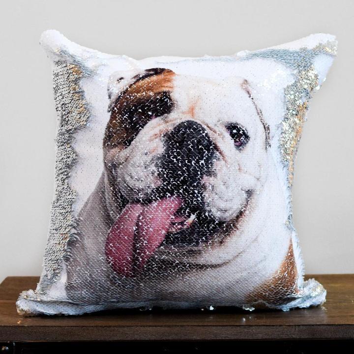 Housse de coussin personnalisée avec photo, taie d'oreiller à sequins lumineux, décoration de chambre, photos de bébé, de mariage et d'animaux imprimées - Ivory Deals Market