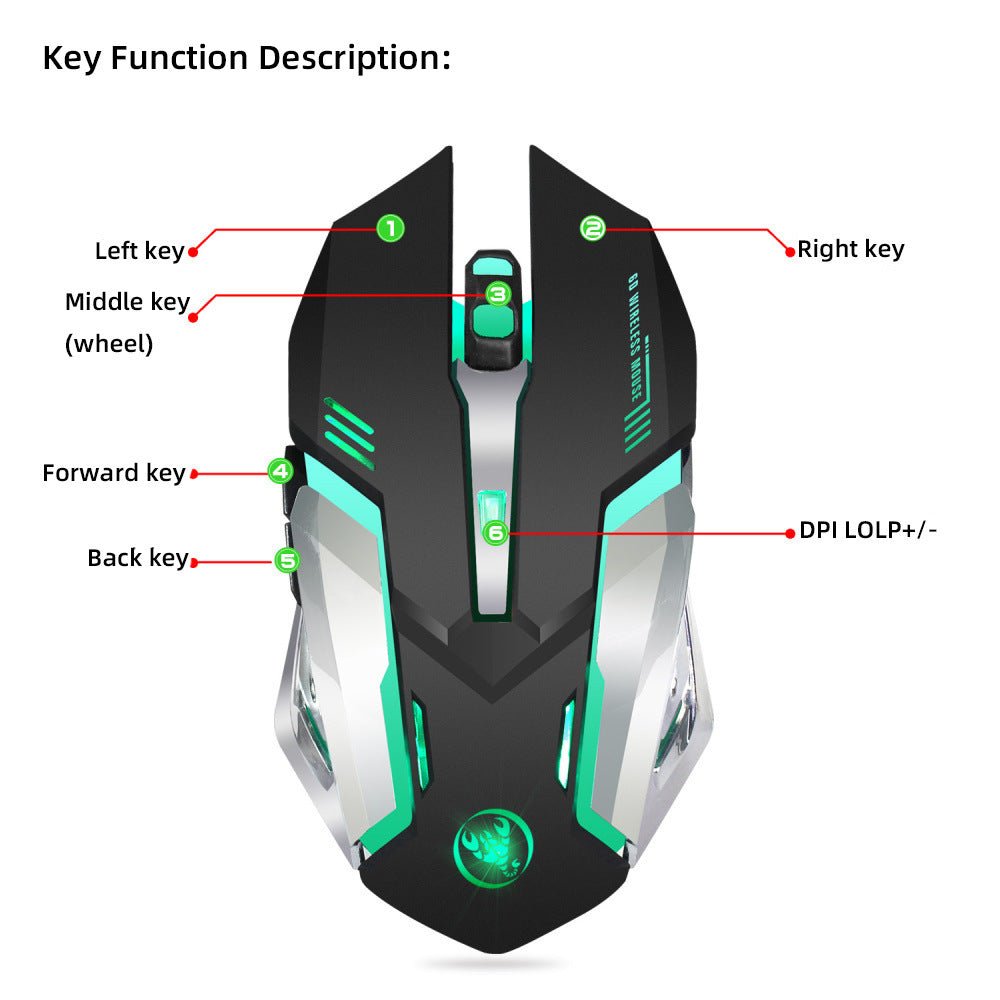 HXSJ nouveau sans fil souris 2.4GPI souris de jeu lumineux souris - Ivory Deals Market