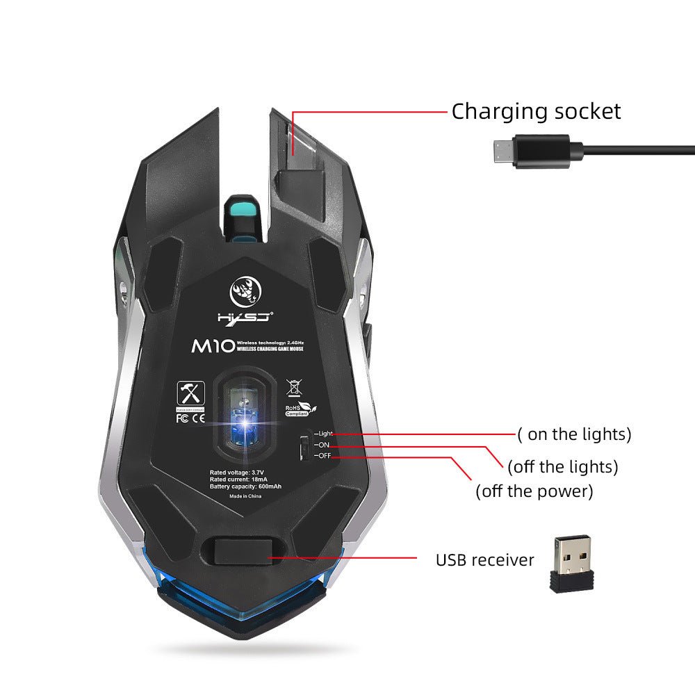 HXSJ nouveau sans fil souris 2.4GPI souris de jeu lumineux souris - Ivory Deals Market