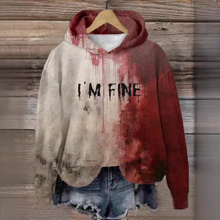 I AM FINE Art Graffiti Sweat à capuche rouge - Ivory Deals Market