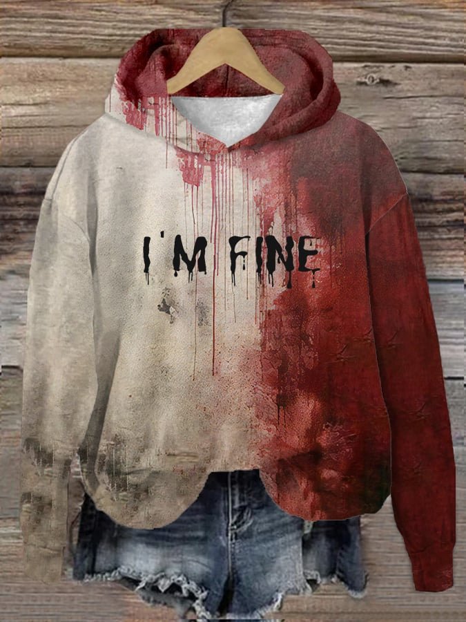 I AM FINE Art Graffiti Sweat à capuche rouge - Ivory Deals Market