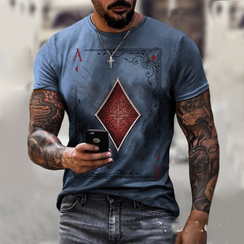 Impression de t-shirt pour hommes avec motif de cartes à jouer - Ivory Deals Market