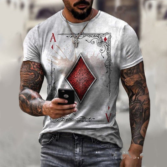 Impression de t-shirt pour hommes avec motif de cartes à jouer - Ivory Deals Market