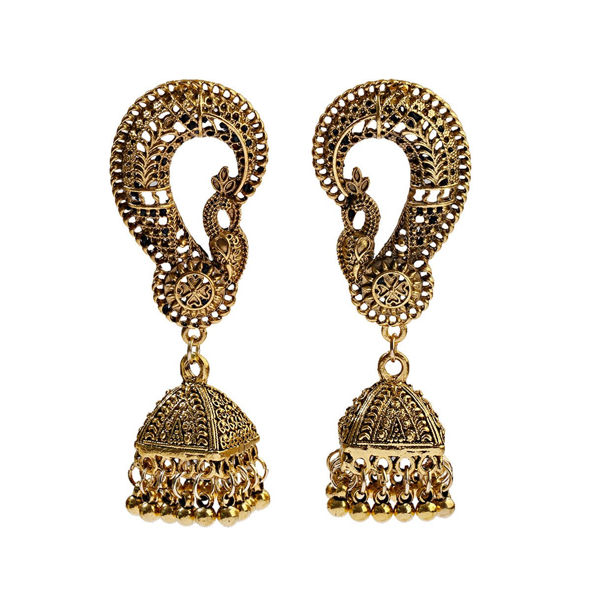 Inde boucles d'oreilles cloches créatives personnalisées bohème rétro creux oiseau cage - Ivory Deals Market