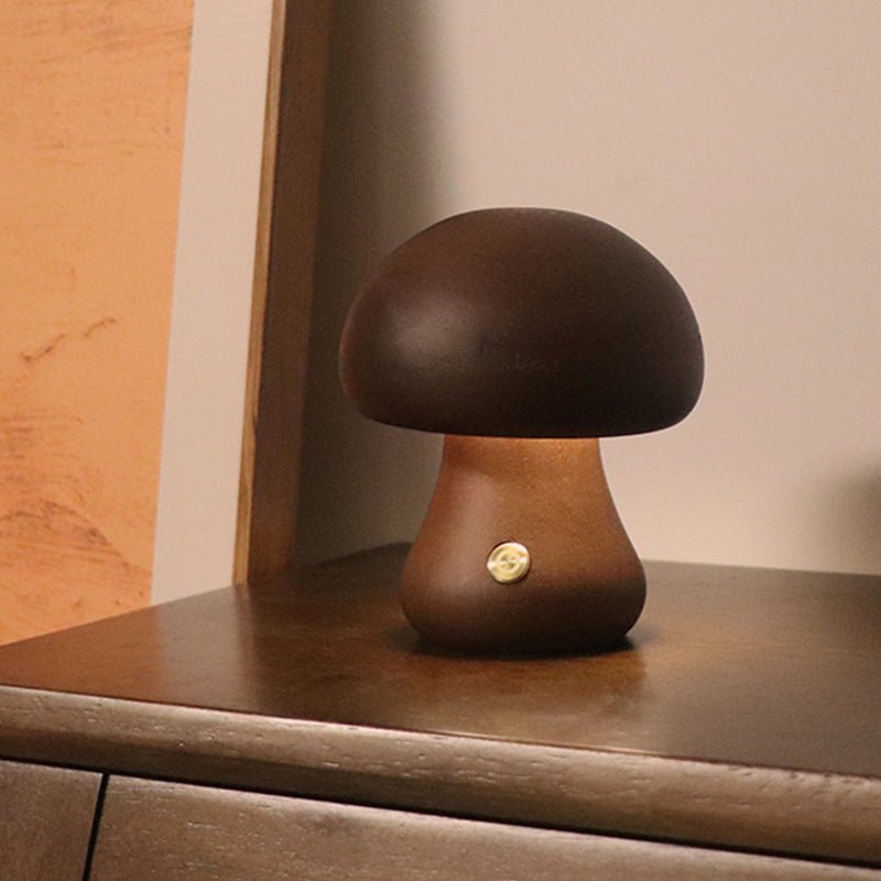 INS Champignon mignon en bois avec lumière LED et interrupteur tactile Lampe de chevet pour la chambre à coucher des enfants Décoration de la maison - Ivory Deals Market