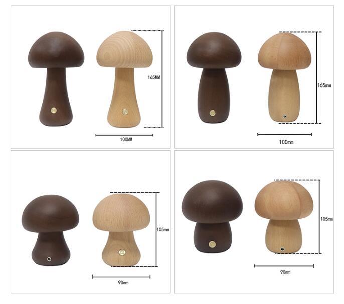 INS Champignon mignon en bois avec lumière LED et interrupteur tactile Lampe de chevet pour la chambre à coucher des enfants Décoration de la maison - Ivory Deals Market