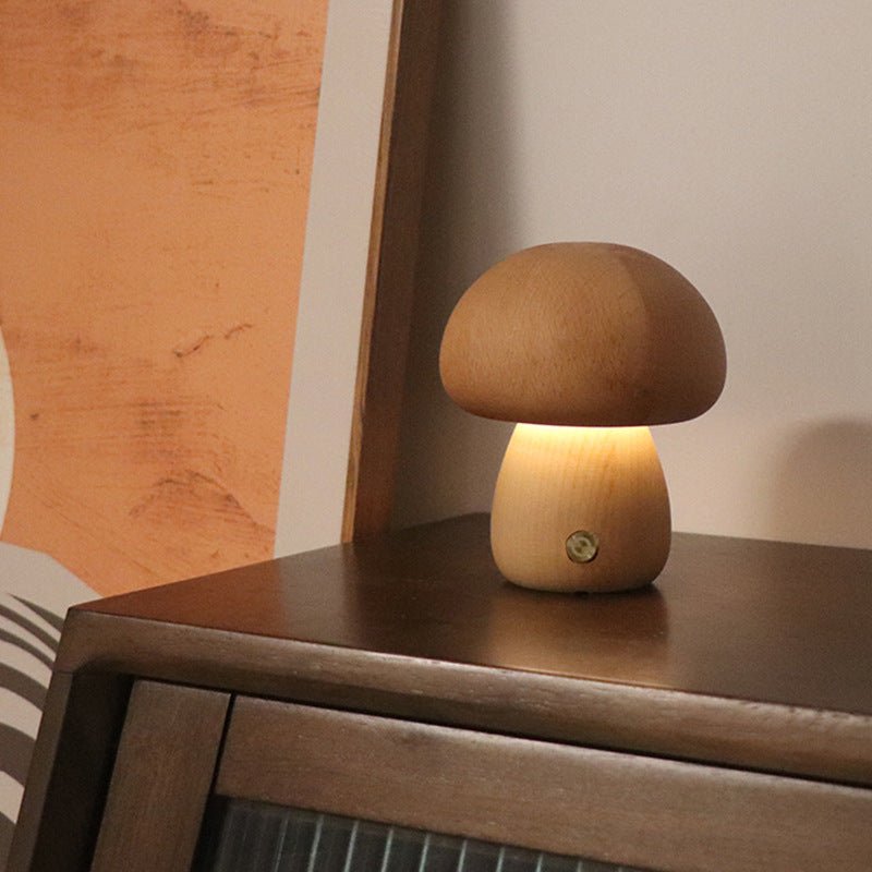 INS Champignon mignon en bois avec lumière LED et interrupteur tactile Lampe de chevet pour la chambre à coucher des enfants Décoration de la maison - Ivory Deals Market