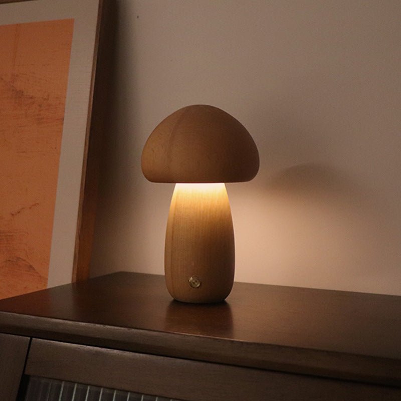 INS Champignon mignon en bois avec lumière LED et interrupteur tactile Lampe de chevet pour la chambre à coucher des enfants Décoration de la maison - Ivory Deals Market