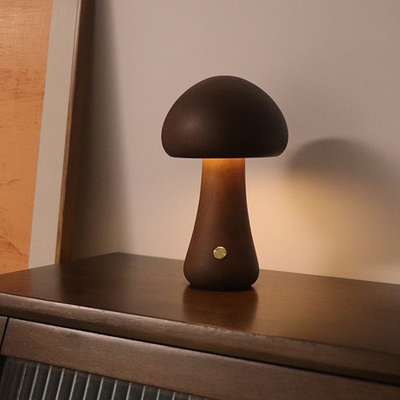 INS Champignon mignon en bois avec lumière LED et interrupteur tactile Lampe de chevet pour la chambre à coucher des enfants Décoration de la maison - Ivory Deals Market