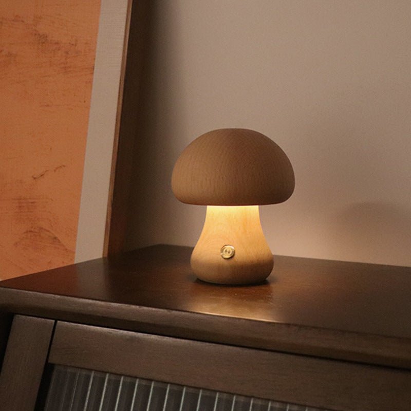 INS Champignon mignon en bois avec lumière LED et interrupteur tactile Lampe de chevet pour la chambre à coucher des enfants Décoration de la maison - Ivory Deals Market