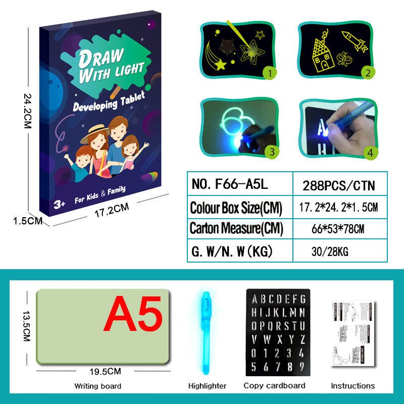 Jeu éducatif Tablette à dessin Effets lumineux 3D Planche de puzzle Cahier de croquis - Ivory Deals Market