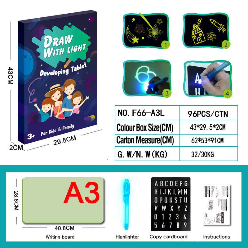 Jeu éducatif Tablette à dessin Effets lumineux 3D Planche de puzzle Cahier de croquis - Ivory Deals Market