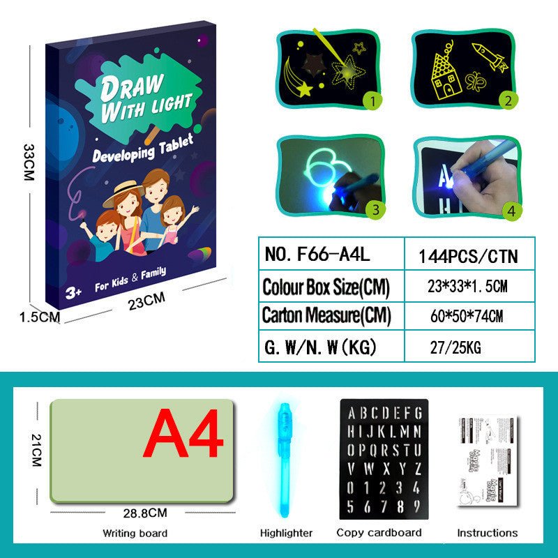 Jeu éducatif Tablette à dessin Effets lumineux 3D Planche de puzzle Cahier de croquis - Ivory Deals Market