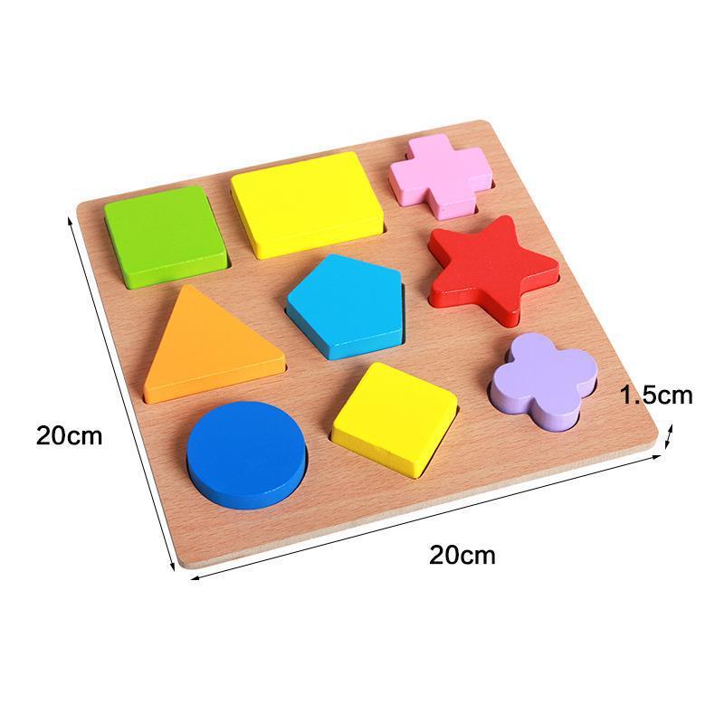 Jouet en bois tridimensionnel de puzzle éducatif précoce avec planche à baguettes géométriques - Ivory Deals Market