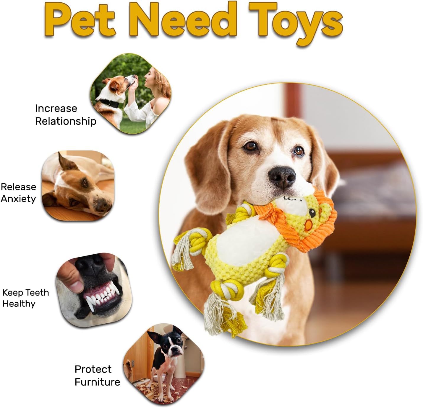 Jouets en peluche pour chiens jouets en peluche assortiment de valeur chiot jouet grinçant jouet grinçant pour chiens moyens grands - Ivory Deals Market