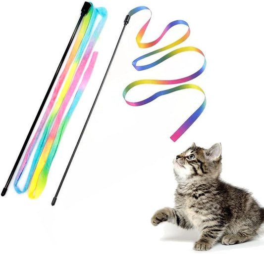 Jouets interactifs avec baguetterie arc - en - ciel chat, baguetterie interactive, chaîne de baguage, chaîne de ruban coloré pour la plupart des chats - Ivory Deals Market