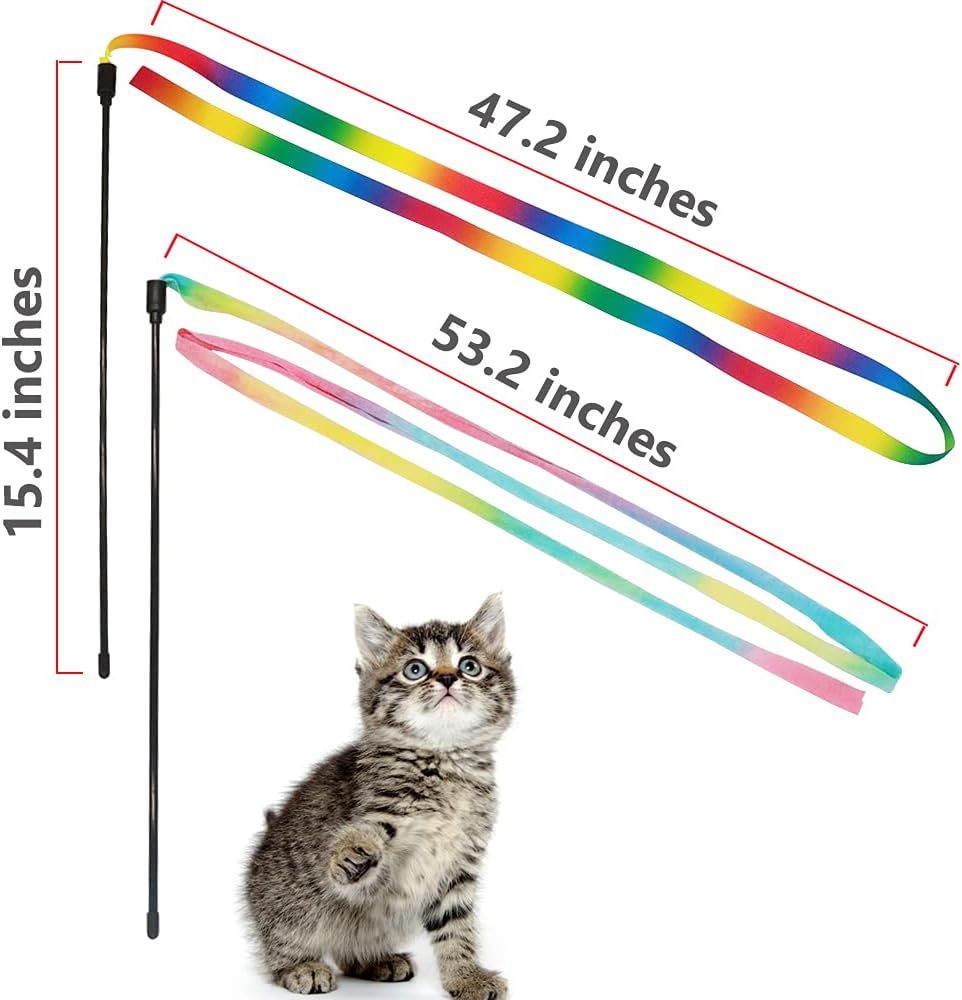 Jouets interactifs avec baguetterie arc - en - ciel chat, baguetterie interactive, chaîne de baguage, chaîne de ruban coloré pour la plupart des chats - Ivory Deals Market