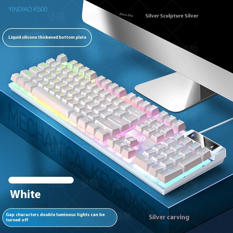 K500 Jeu Câblé Couleur Correspond Luminous Machines Clavier d'ordinateur de bureau tactile - Ivory Deals Market