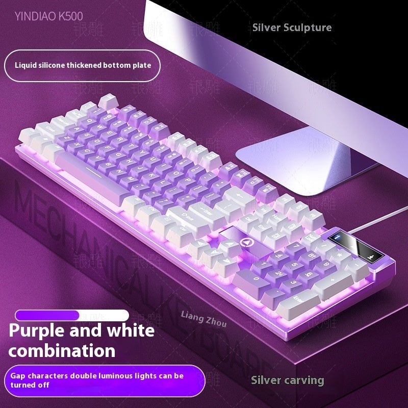 K500 Jeu Câblé Couleur Correspond Luminous Machines Clavier d'ordinateur de bureau tactile - Ivory Deals Market