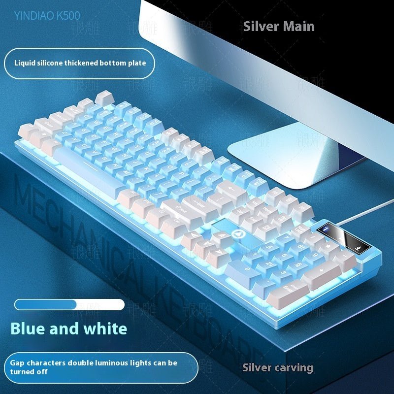 K500 Jeu Câblé Couleur Correspond Luminous Machines Clavier d'ordinateur de bureau tactile - Ivory Deals Market