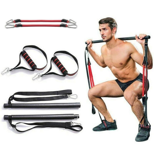 Kit de barre de Pilates avec bandes de résistance équipement d'entraînement portable pour la gym à domicile Barre d'exercice et bandes de fusion étirée parfaite - Ivory Deals Market