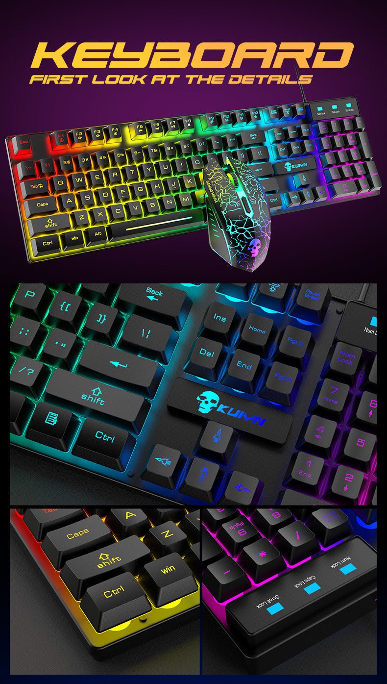 Kuiying T6RGB Lumineux Clavier Et Souris Ensemble - Ivory Deals Market