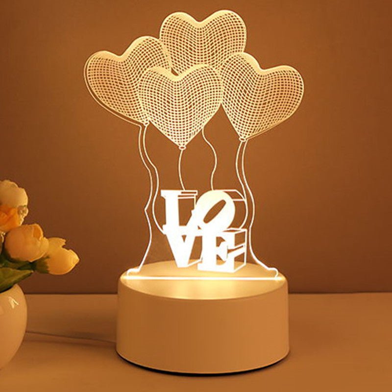 Lampe 3D en acrylique, lumières LED USB, enseigne néon, décoration de Noël pour la maison, cadeaux de la Saint - Valentin. - Ivory Deals Market