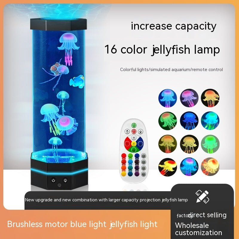 Lampe à méduses 17 couleurs changeantes de 15 pouces avec télécommande, prise USB et bulles de poisson Lampe créative de projection pour enfants, décoration d'intérieur - Ivory Deals Market