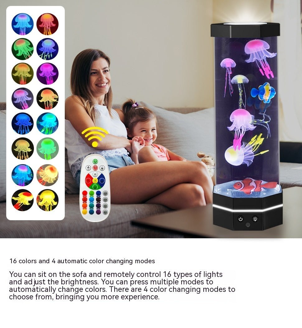 Lampe à méduses 17 couleurs changeantes de 15 pouces avec télécommande, prise USB et bulles de poisson Lampe créative de projection pour enfants, décoration d'intérieur - Ivory Deals Market