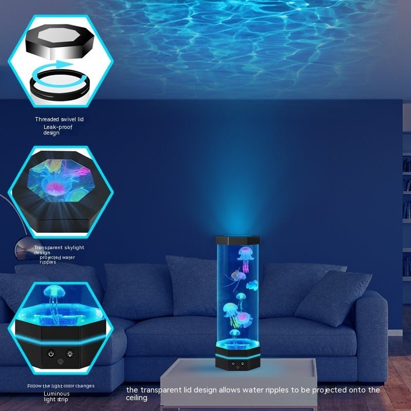 Lampe à méduses 17 couleurs changeantes de 15 pouces avec télécommande, prise USB et bulles de poisson Lampe créative de projection pour enfants, décoration d'intérieur - Ivory Deals Market