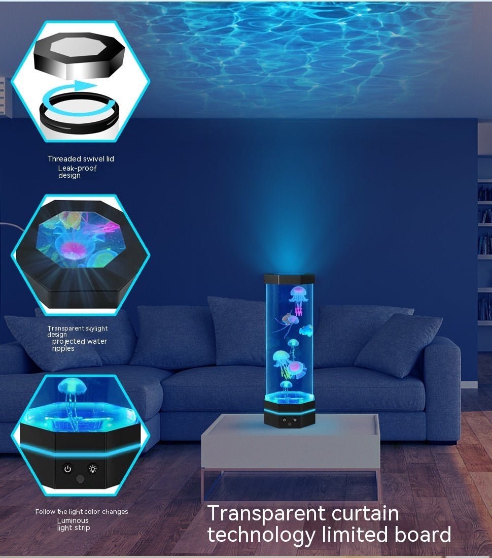 Lampe à méduses 17 couleurs changeantes de 15 pouces avec télécommande, prise USB et bulles de poisson Lampe créative de projection pour enfants, décoration d'intérieur - Ivory Deals Market