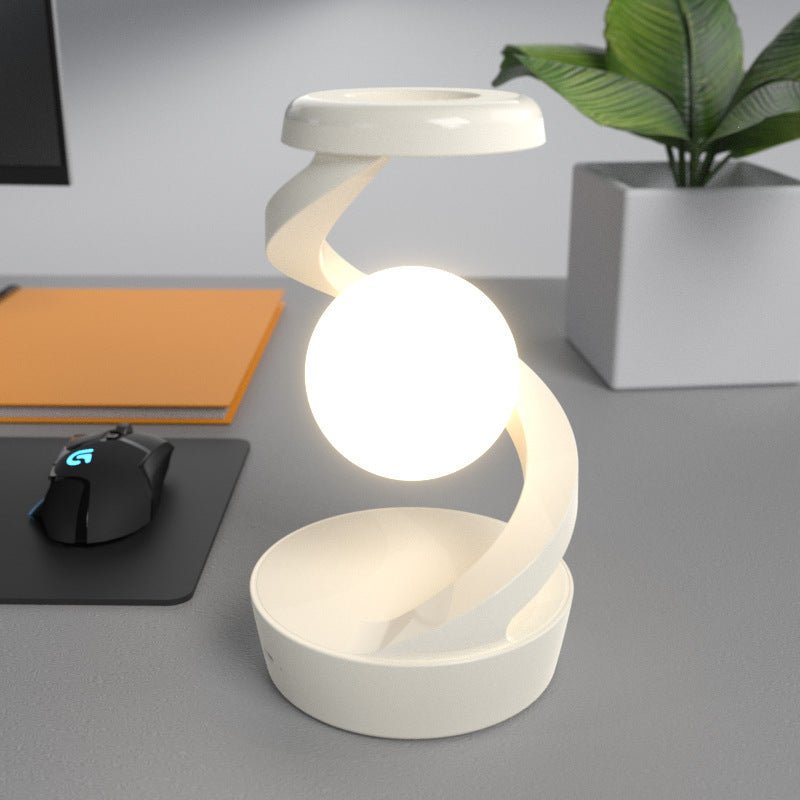 Lampe de bureau à lune rotative avec charge sans fil pour téléphone, contrôle par capteur, lampe de table décorative, petite lampe de nuit pour la maison - Ivory Deals Market