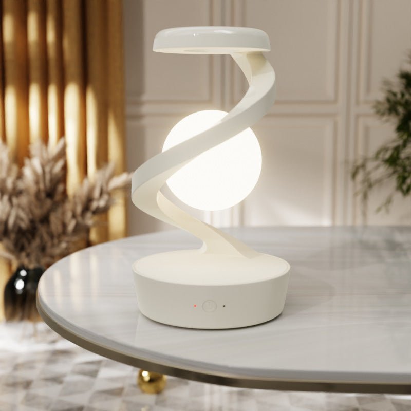 Lampe de bureau à lune rotative avec charge sans fil pour téléphone, contrôle par capteur, lampe de table décorative, petite lampe de nuit pour la maison - Ivory Deals Market