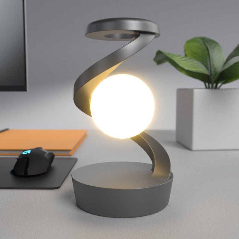 Lampe de bureau à lune rotative avec charge sans fil pour téléphone, contrôle par capteur, lampe de table décorative, petite lampe de nuit pour la maison - Ivory Deals Market